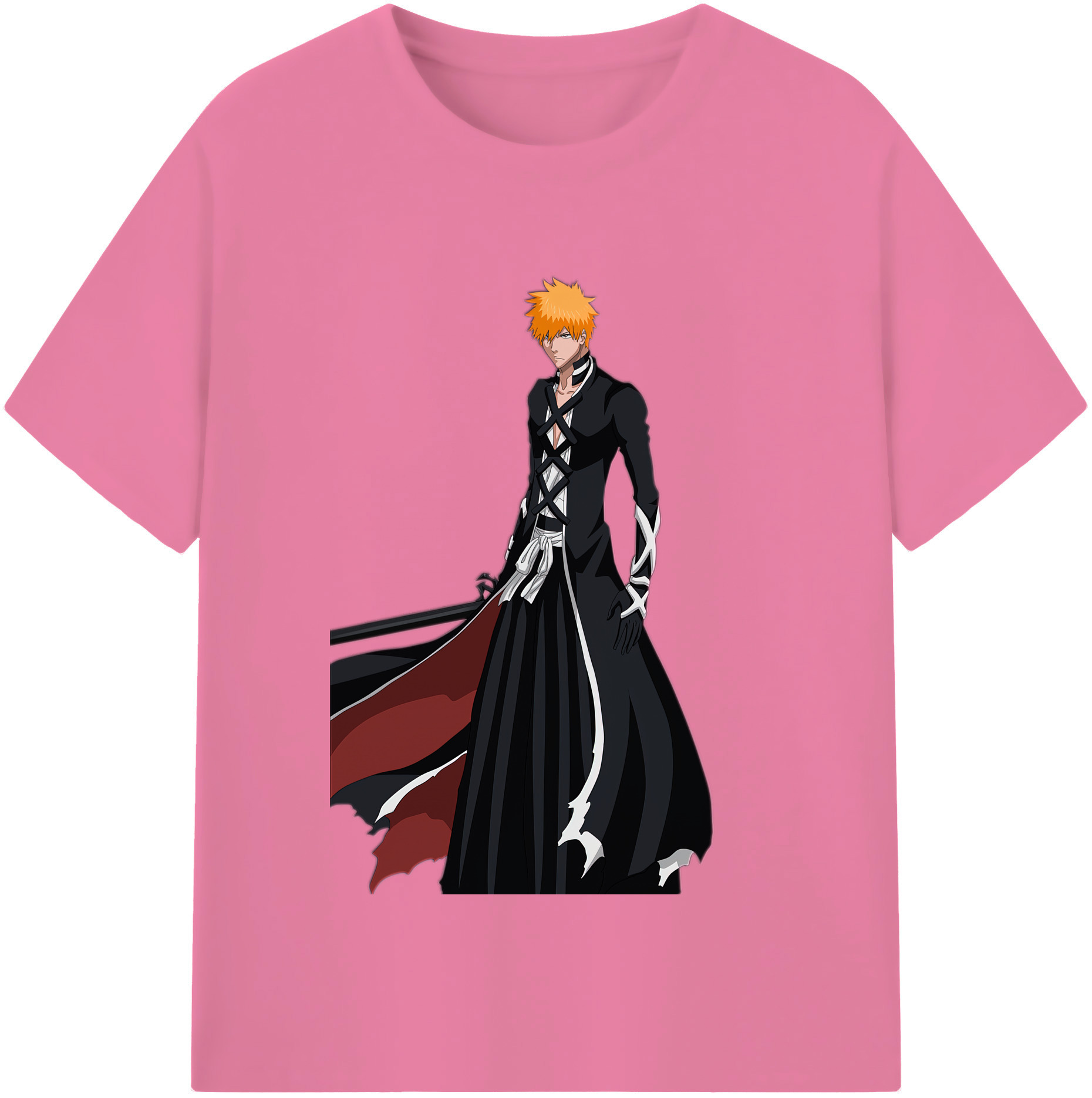 （画像用） ブリーチ 黒崎一護（くろさき いちご）BLEACH Kurosaki Ichigo 綿100％半袖Tシャツ（フロントプリント）